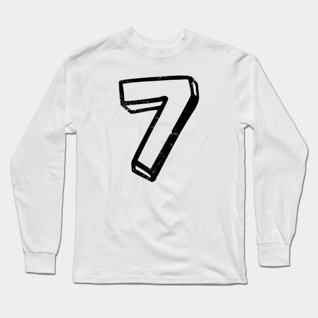 Number 7 Long Sleeve T-Shirt by PsychicCat